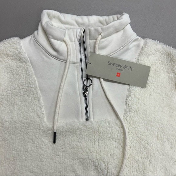 Sweaty Betty Sherpa Half Zip Sweatshirt Sweater SOFT Lily White Womens XS NWT - Picture 4 of 7